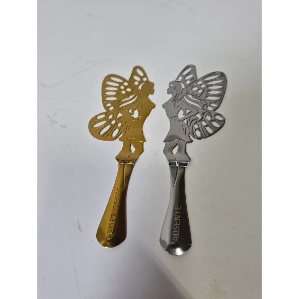 Absente Grande Absente Green Fairy Absinthe Spoons Gold Silver Set of 2 Barware